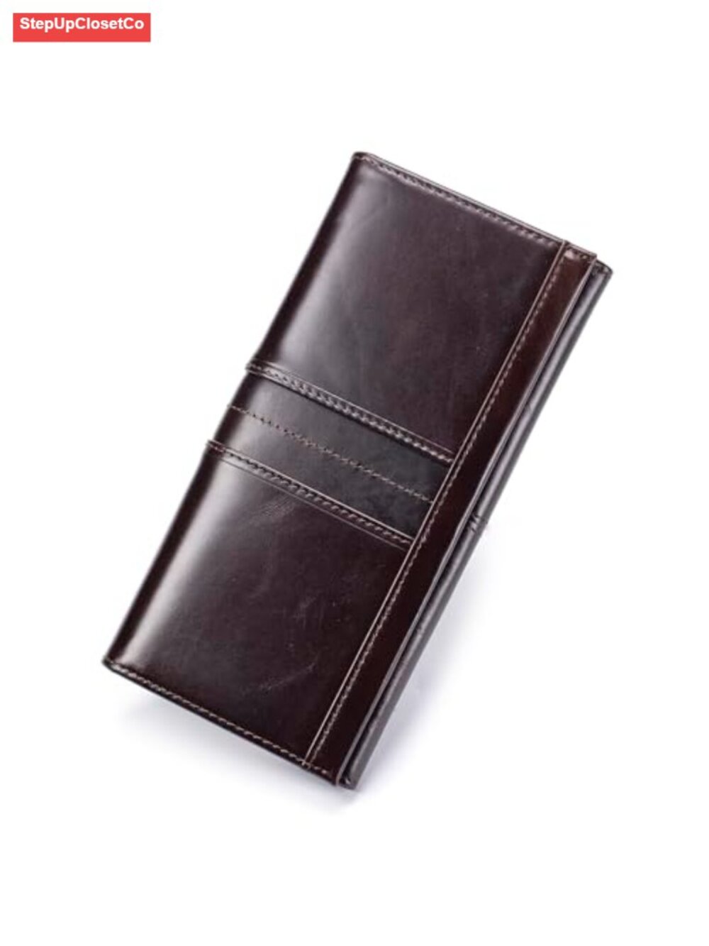 Genuine Leather Slim Long RFID Blocking Bifold Wallet Women ID Window Coin